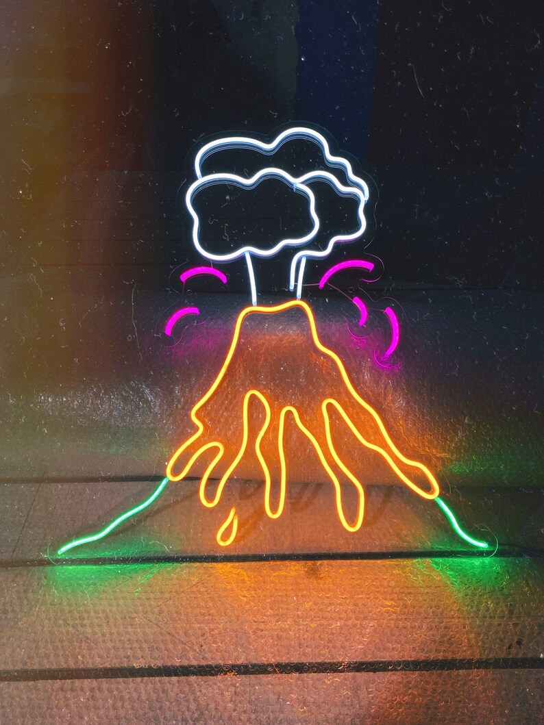 Volcano Eruption LED Neon Sign | Nature Aesthetic | Wall Hanging Light - Choose your color,size and control your brightness! image 4