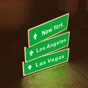 カスタム都市道路標識 | ギフト用標識 | テーブルと壁のライトボックス USB 電源ライト標識 |