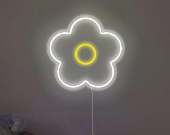 Custom Neon Flower Sign | LED Neon Daisy Light | Wall Art for Kids Room, Nursery Decor, Personalized Home Decoration