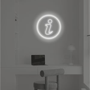 Info Icon LED Neon Sign | Information Wall Decor | Navigation Icon for business - Choose your color, size and control your brightness