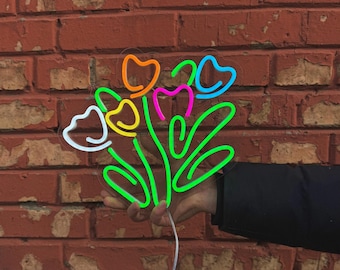 Colorful Tulip LED Neon Sign - Perfect Floral Home Decor