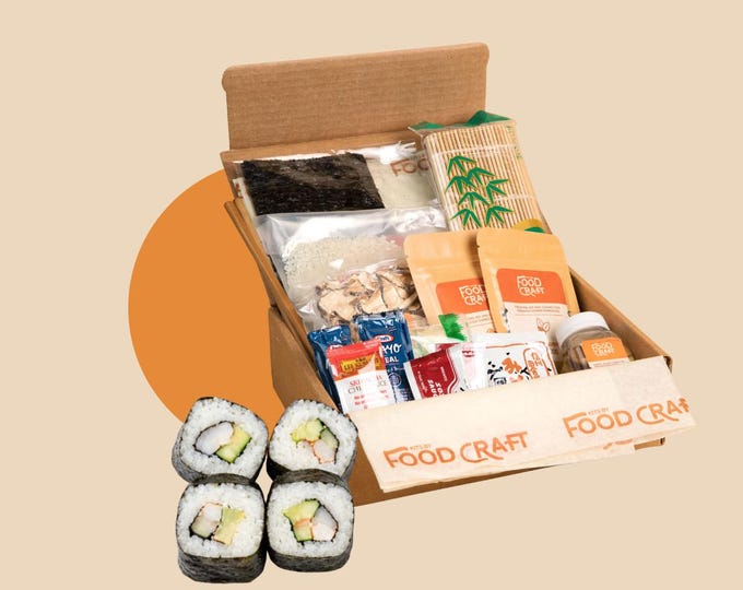 All-Inclusive Shiitake Sushi Making Kit | DIY Kit | Vegetarian | Includes Miso Soup, 10 Rolls & Spicy Mayo
