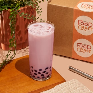Premium Taro Bubble Tea Kit | DIY Boba Milk Tea Kit | 5 Servings I With Tapioca Pearls and Brown Sugar | DIY Kit | Tapioca Pearls
