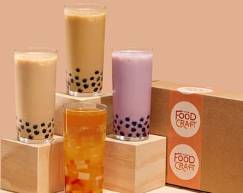 Assorted Bubble Tea Kit | DIY Boba Tea Kit | DIY Milk Tea Kit I 5 Drinks with 2 Boba Toppings I Perfect Gift I Corporate Care Package