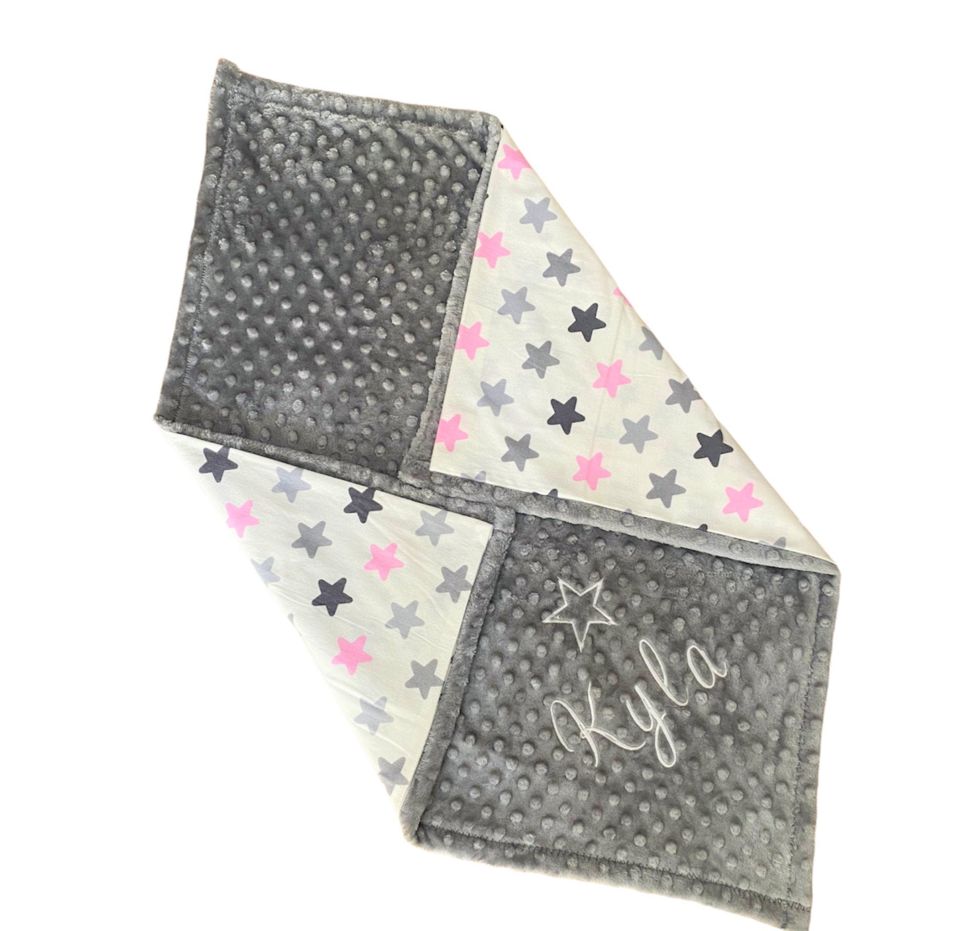 Personalized Baby Blanket Star Print Minky Baby Blanket Etsy