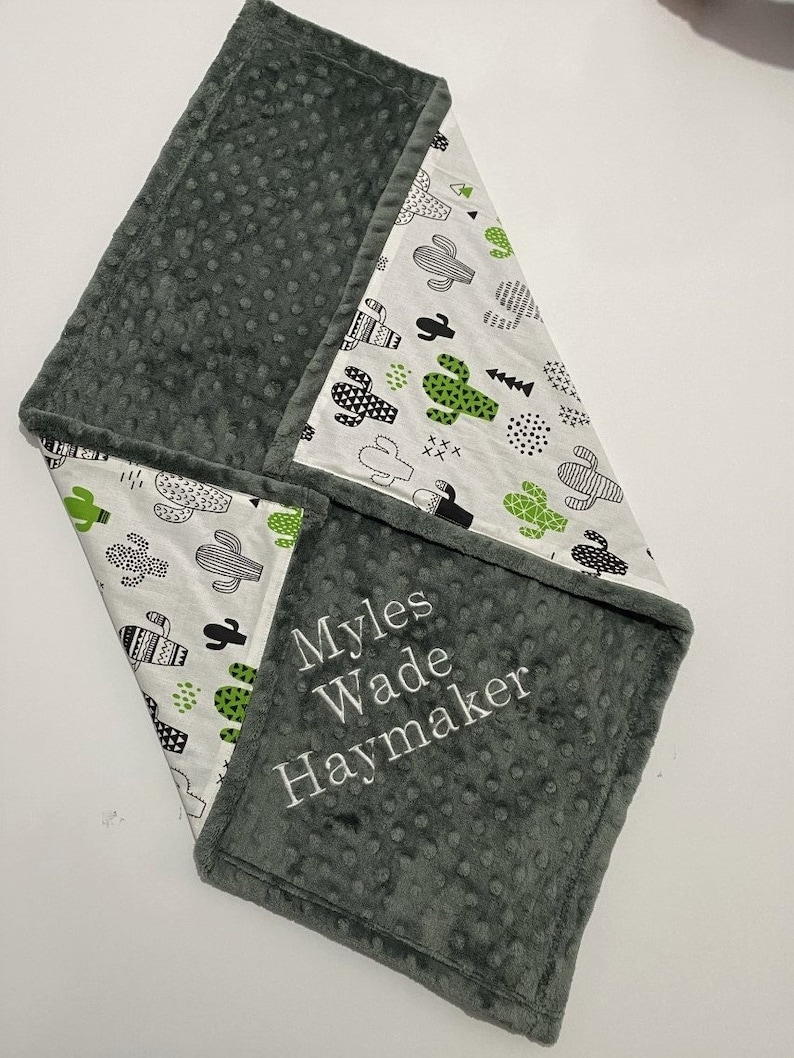 Personalized Baby Blanket Cactus Baby Blanket Custom Baby Etsy