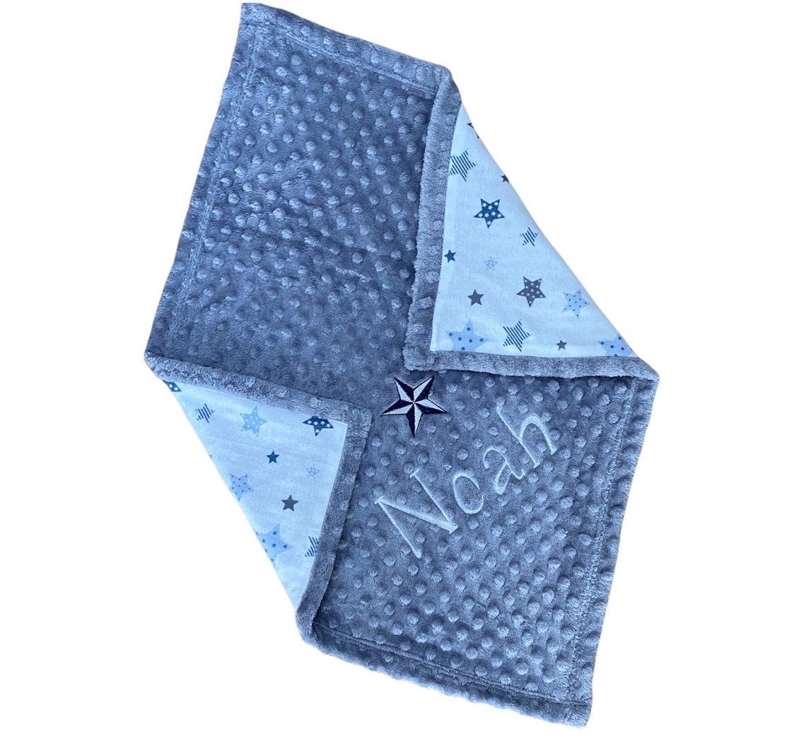 Personalized Baby Blanket Star Print Minky Baby Blanket Etsy