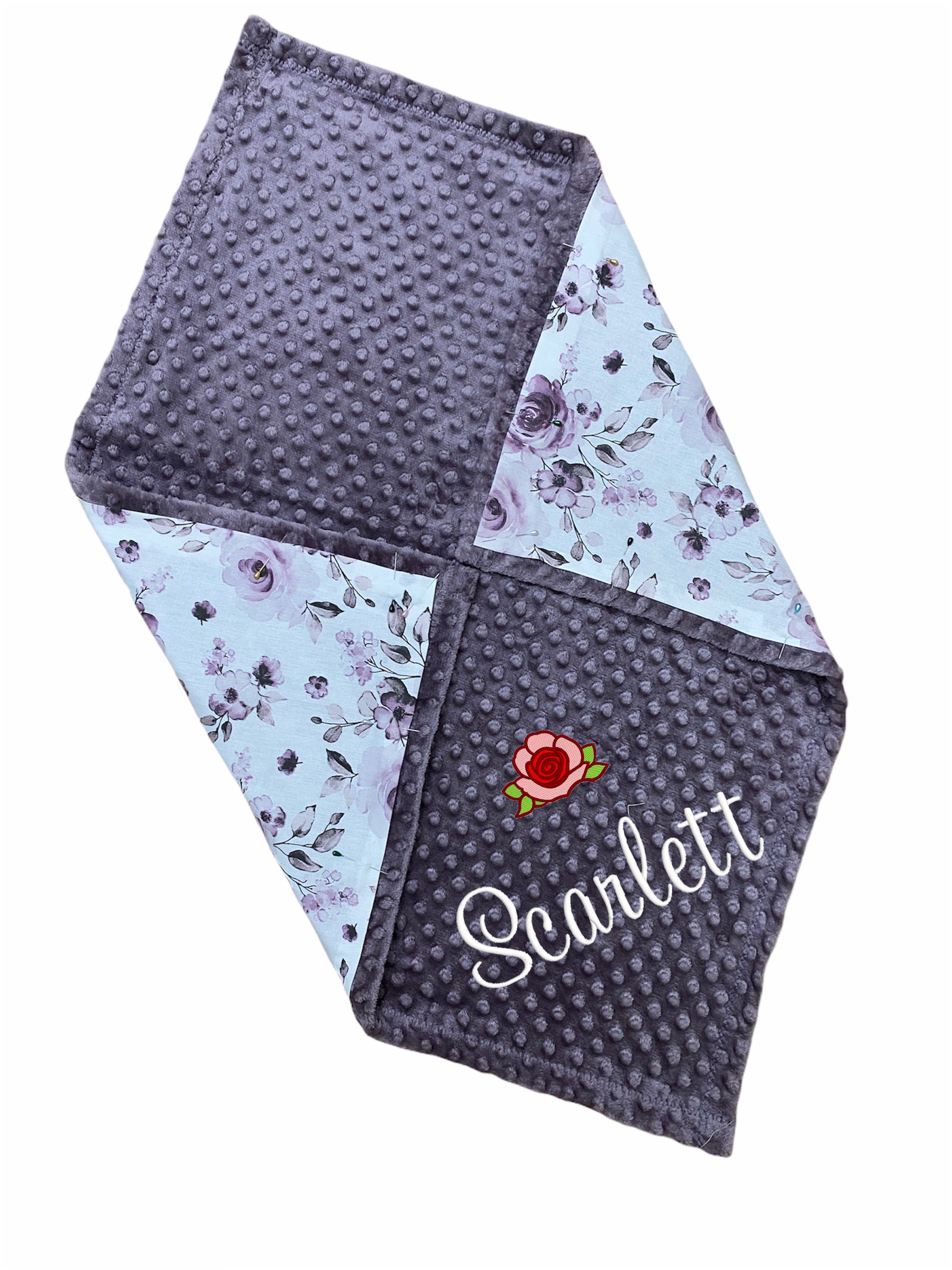 Personalized Baby Blanket Purple Floral Blooms Blanket Etsy