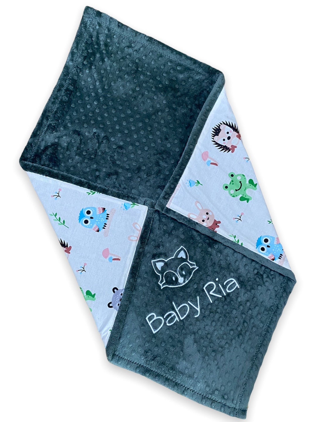 Personalized Baby Blanket, Animal Baby Blanket, Safari Baby Blanket Boy Woodland Blanket