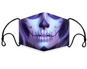 Skull Mask,Day of the Dead Face Mask, Sugar Skull Face Mask, Reusable and Washable Face Mask with Filter Pocket,Made in USA