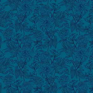 NEU - Indelible von Anna Maria Textiles für Northcott - Verkauft von 1/2 Yards - Peony - Ocean