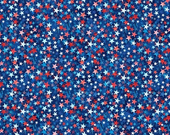 NEW! 108" WIDEBACK Patriot for Northcott Fabrics - Sold by 1/2 Yards - Red White and Blue Stars on Blue