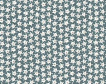 NEW! Horizon by Pippa Shaw for Figo Fabrics - Sold by 1/2 Yards -white star flowers on spruce