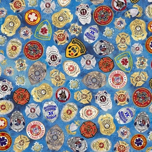 HOFFMAN - First Responders - Sold by 1/2 Yards - Blue