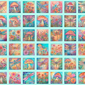 NEW - Spring Bling by Dan Morris for QT Fabrics -  Sold by 1 Yard -  spring bling butterfly floral and mushroom aqua