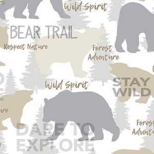 MOOSE CREEK LODGE - Benartex for Kanvas Studios - sold by 1/2 yard - Bear Trail Forest Cream
