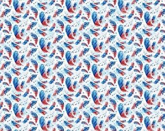 NEW! Patriot for Northcott Fabrics - Sold by 1/2 Yards - Red White and Blue Feathers