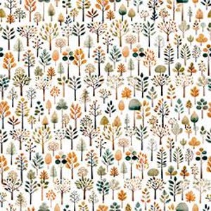 NEW - Big Foot by Morris Creative Group for QT Fabrics - Sold by 1/2 Yards -Trees - White