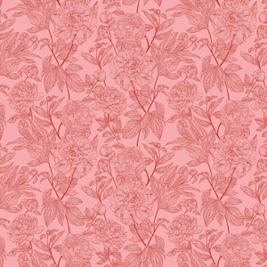 NEU - Indelible von Anna Maria Textiles für Northcott - Verkauft von 1/2 Yards - Peony - Rouge