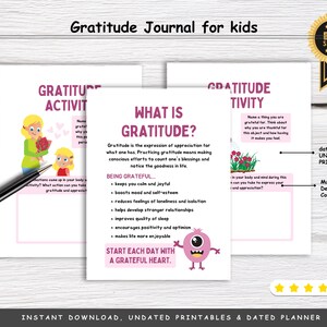 Kids Gratitude Diary, Children&#39;s Daily Writing Journal, Thankful Notebook, Mindfulness Practice, Encouraging Gift