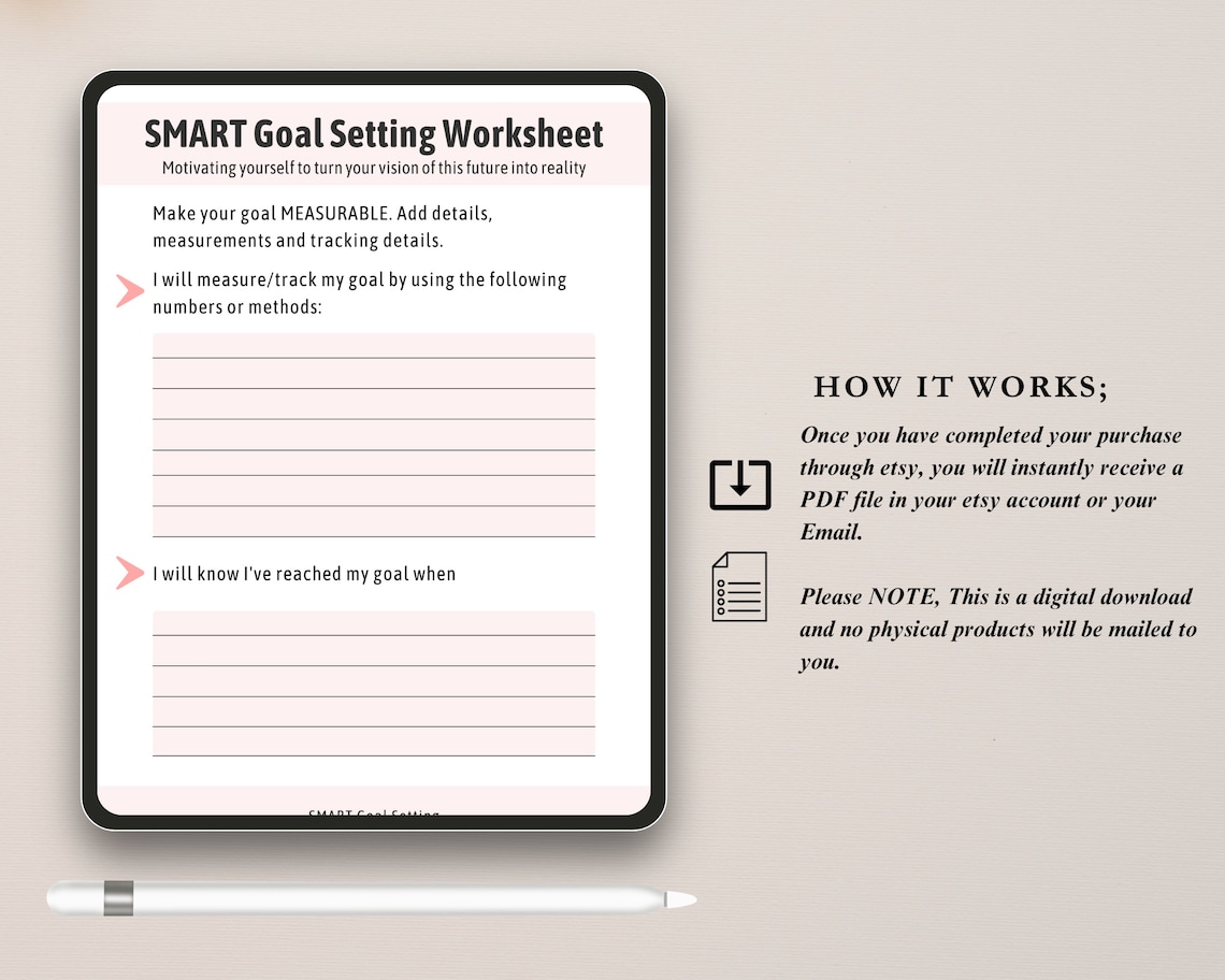 Digital SMART Goal Setting Worksheet, Productivity Planner Printable ...