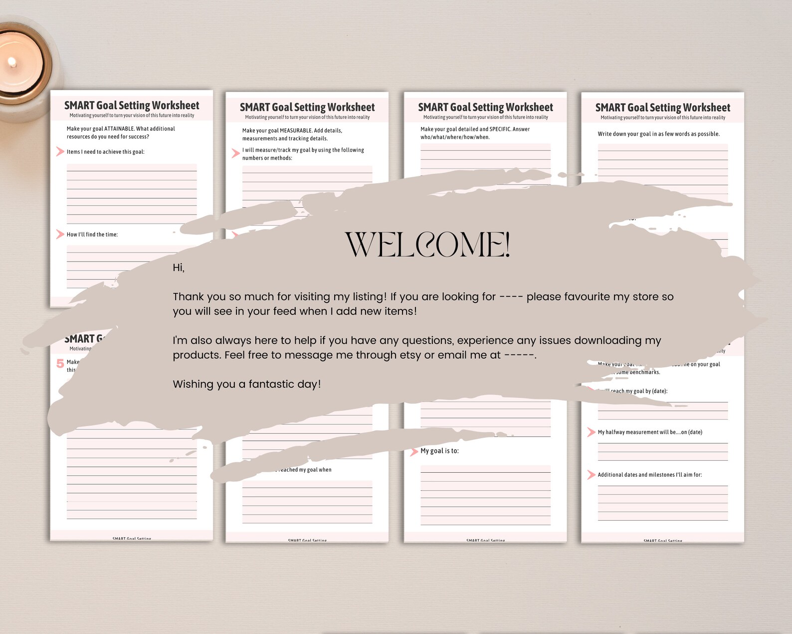 Digital SMART Goal Setting Worksheet, Productivity Planner Printable ...