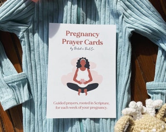 Pregnancy Prayer Devotional Cards w/Guided Prayers, Rooted in Scripture, For Each Week of Pregnancy - Milestone - Bible- Christian Mom to be