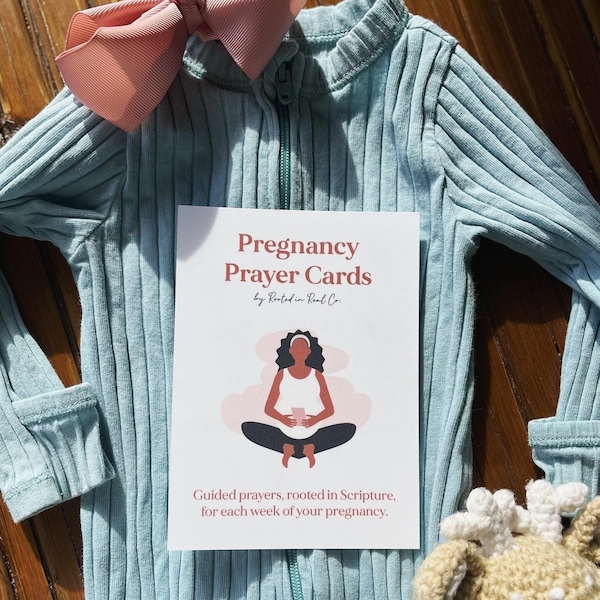 Pregnancy Prayer Devotional Cards w/Guided Prayers, Rooted in Scripture, For Each Week of Pregnancy - Milestone - Bible- Christian Mom to be