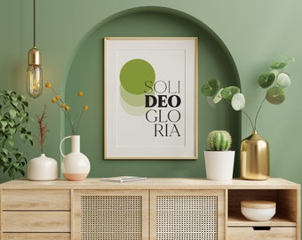 Soli Deo Gloria - Modern - Minimalist - Graphic Art - Word Print - Wall Art - Home Decor - Graphic Print - Christian Home Decor - GREEN