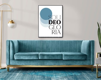 Soli Deo Gloria - Modern - Minimalist - Graphic Art - Word Print - Wall Art - Home Decor - Graphic Print - Christian Home Decor - BLUE