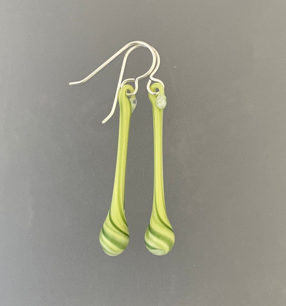 Glass Teardrop Earring Mint green Etsy