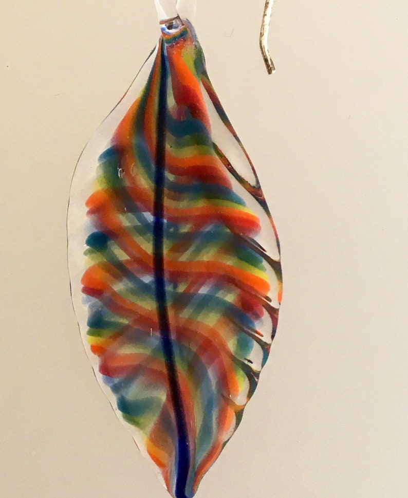 Glass feather earring rainbow