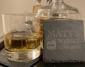 Personalized Slate Coasters - Whisky, Wine, Prosecco, etc.