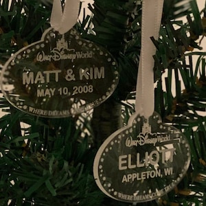 Custom Disney World Disneyland Cast Member Name Tag Ornament, Christmas Name Tag, Personalized Ornament - Clear Acrylic