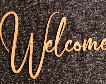 Laser Cut Welcome Sign: Unfinished Baltic Birch Wood, DIY Craft Decor (12-18")