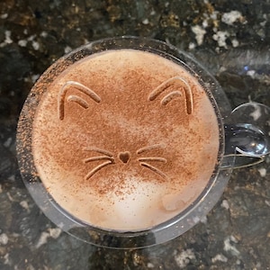 Cat Coffee Stencil: Laser Cut Acrylic Latte Art