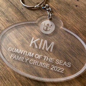 Custom Royal Caribbean Cruise Keychain: Etched Acrylic Personalized Name Tag