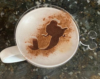 The Little Mermaid - Coffee Stencil Disney Disneyland Disney World Laser Cut Acrylic