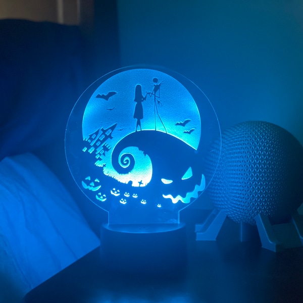 16 Color Nightmare Before Christmas Jack Skellington LED Acrylic Light Disney World Disneyland