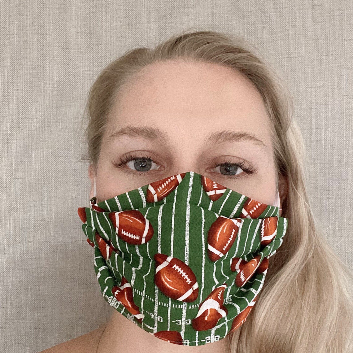 Football Face Mask Made in USA Football Field 2 Layer Cotton Etsy