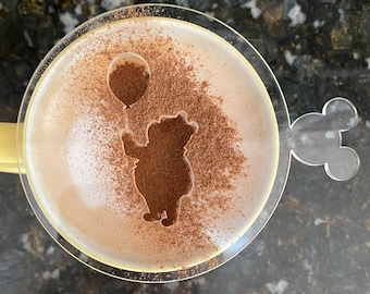 Winnie the Pooh - Estêncil de Café Disney Disneyland Disney World Acrílico cortado a laser