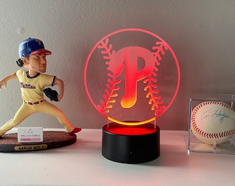 16 Color Philadelphia Phillies Baseball LED Acrylic Light Baseball World Series