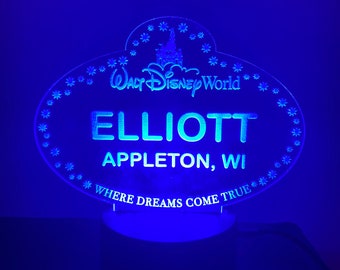 16 Color Personalized LED Acrylic Light Custom Disney World Disneyland Cast Member Name Tag