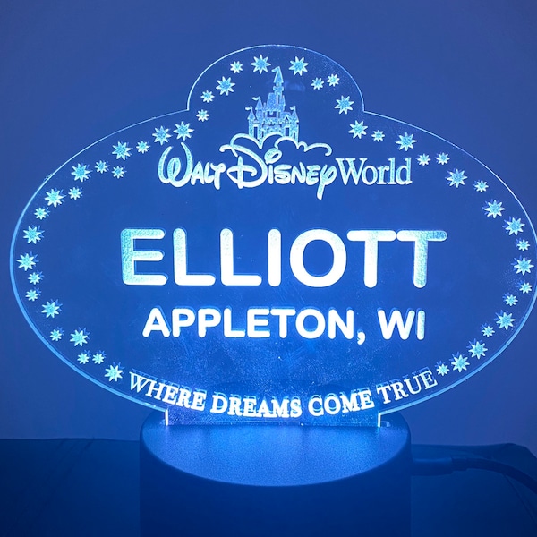 16 Color Personalized LED Acrylic Light Custom Disney World Disneyland Cast Member Name Tag