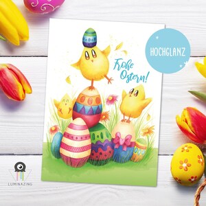 Frohe Ostern Küken | Osterpostkarten einzeln oder im 5er-Set | Ostern Geschenke | Ostern Aquarell Küken