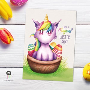 Have a magical easter day | Osterpostkarten einzeln oder im 5er-Set | Ostern Geschenke | Ostern Aquarell Einhorn