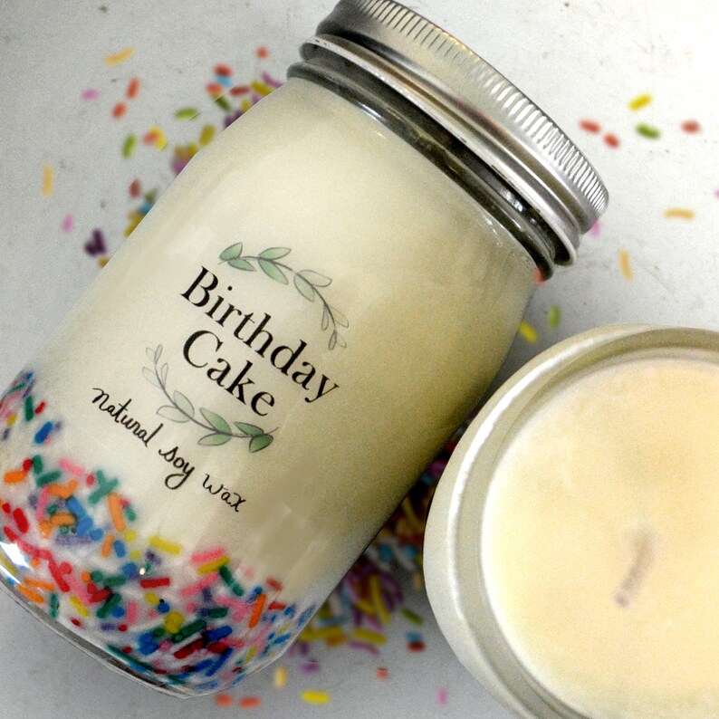 16 oz CAKE SCENTED CANDLE Birthday Gift Candle Rainbow Etsy
