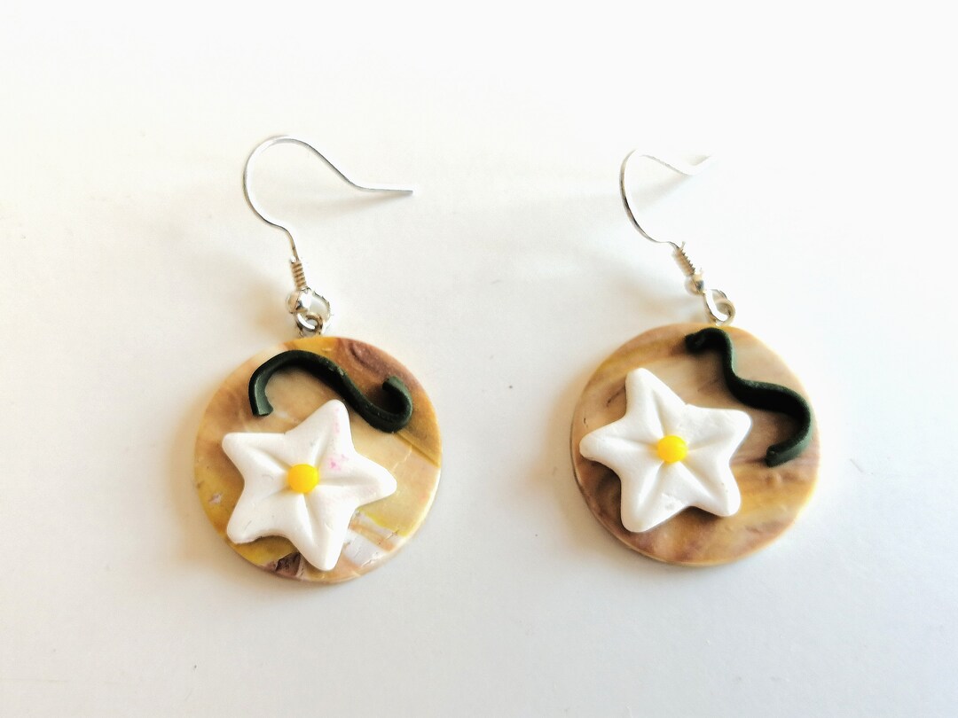 Set of Pendant and Earrings, Ribbon-and-flower Design, Fimo Outfit ...