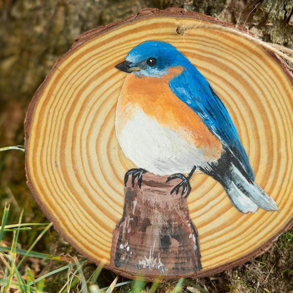 Handpainted Bluebird wood ornament-Made in Michigan,Spring, window wooden ornament, home decor, bird decor, woods, Wildlife