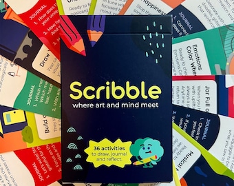 Baraja de cartas con indicaciones para la arteterapia: baraja de garabatos de lujo para la salud mental, el dibujo y el diario